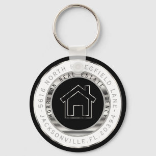 Black, Silver and White Home - Realtor Key Ring