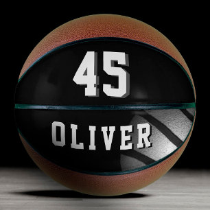 Black Silver Basket Ball Player's Name Number Basketball