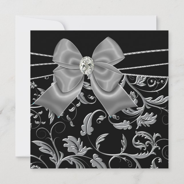 Black Silver Black All Occasion Party Invitations (Front)