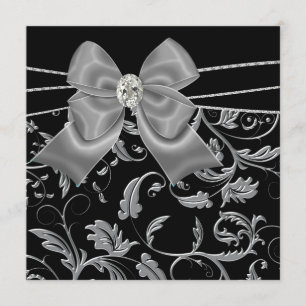 Black Silver Black All Occasion Party Invitations