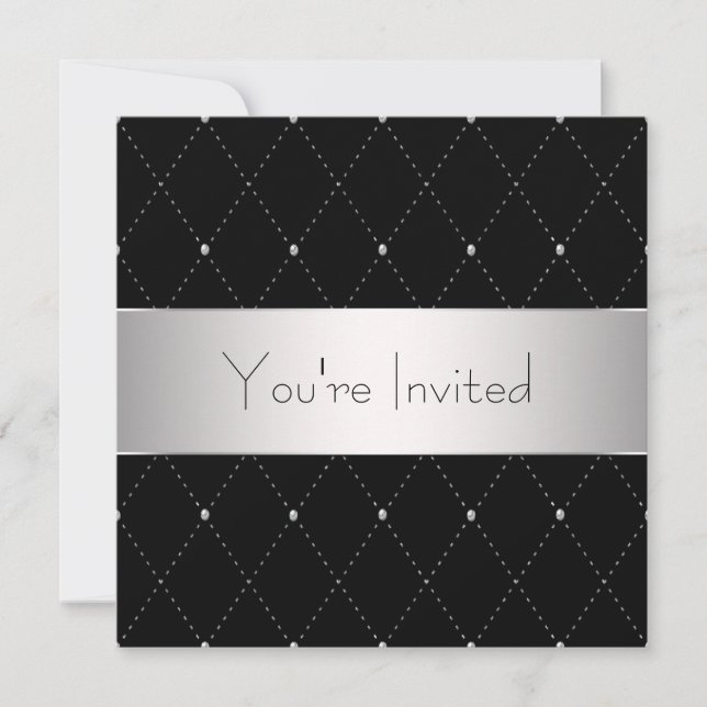 Black Silver Black Tie Corporate Party Invitation (Front)