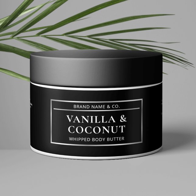 Black & Silver Body Butter Jar Cosmetics Label (Elevate your product packaging with this rectangle waterproof product container label)