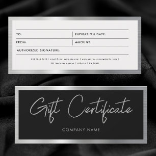 Black & Silver Business Gift Certificate Voucher