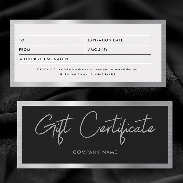 Black & Silver Business Gift Certificate Voucher (Black & Silver Business Gift Certificate Voucher)