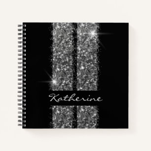 Black Silver Car Racing Enthusiast Personalised Notebook