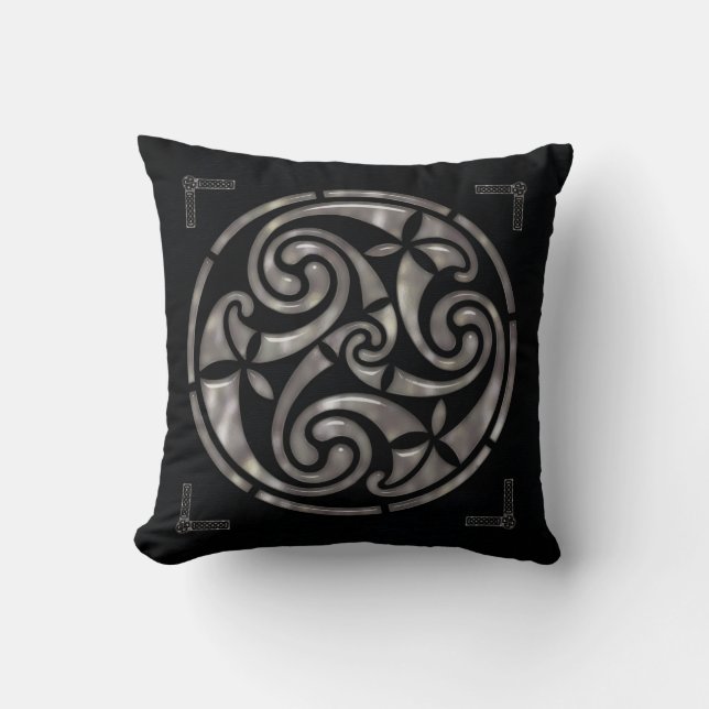 Black & Silver Celtic DECOR Cushion (Front)