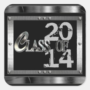 Black  & Silver Class Of 2014 Graduation Stickers