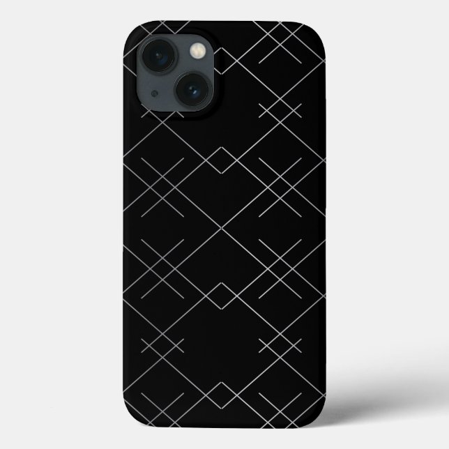 Black-silver, cool, elegant, simple modern pattern Case-Mate iPhone case (Back)