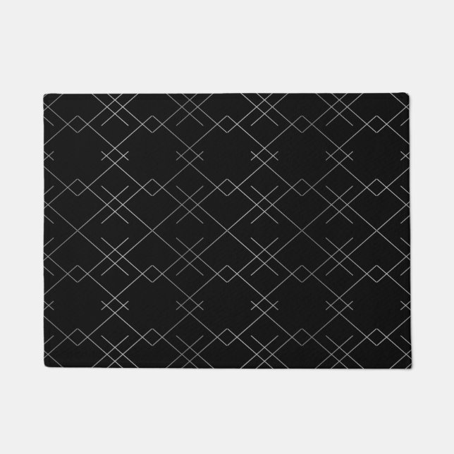 Black-silver, cool, elegant, simple modern pattern doormat (Front)