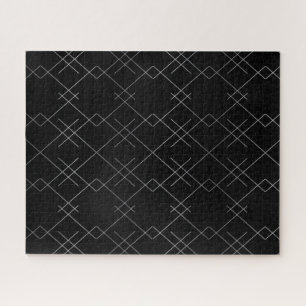 Black-silver, cool, elegant, simple modern pattern jigsaw puzzle