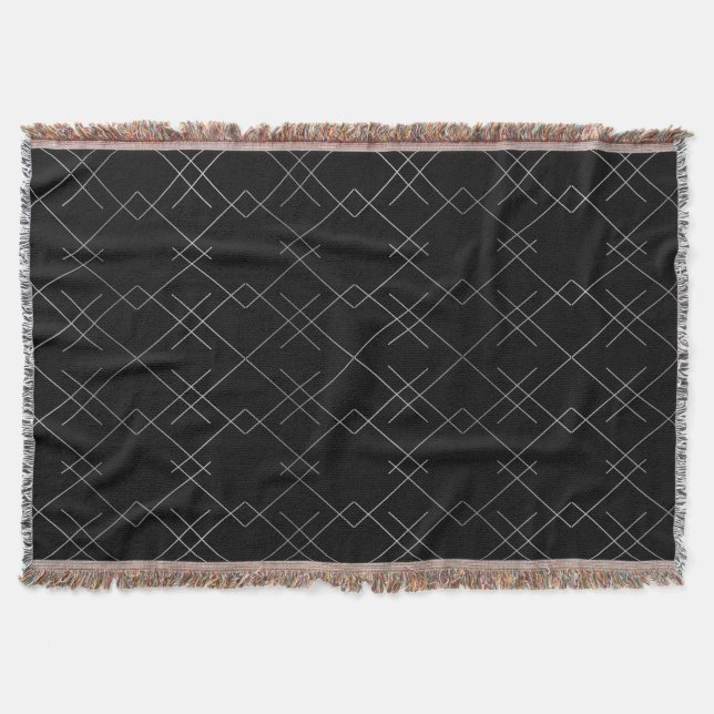 Black-silver, cool, elegant, simple modern pattern throw blanket (Front)