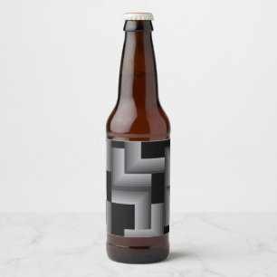 Black, silver ,cool, unique, trendy square shapes beer bottle label