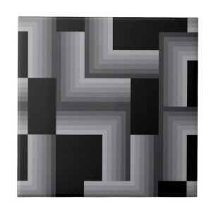 Black, silver ,cool, unique, trendy square shapes ceramic tile