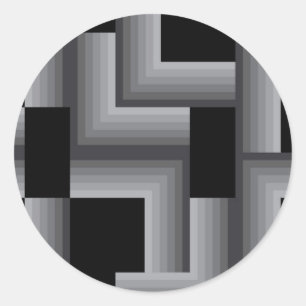 Black, silver ,cool, unique, trendy square shapes classic round sticker