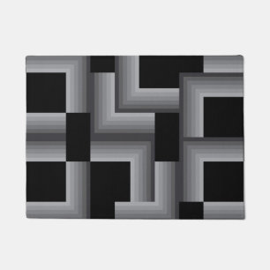 Black, silver ,cool, unique, trendy square shapes doormat