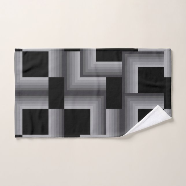 Black, silver ,cool, unique, trendy square shapes hand towel (Hand Towel)