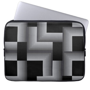 Black, silver ,cool, unique, trendy square shapes laptop sleeve