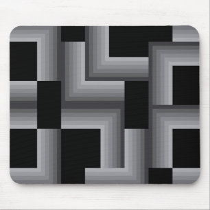 Black, silver ,cool, unique, trendy square shapes mouse pad