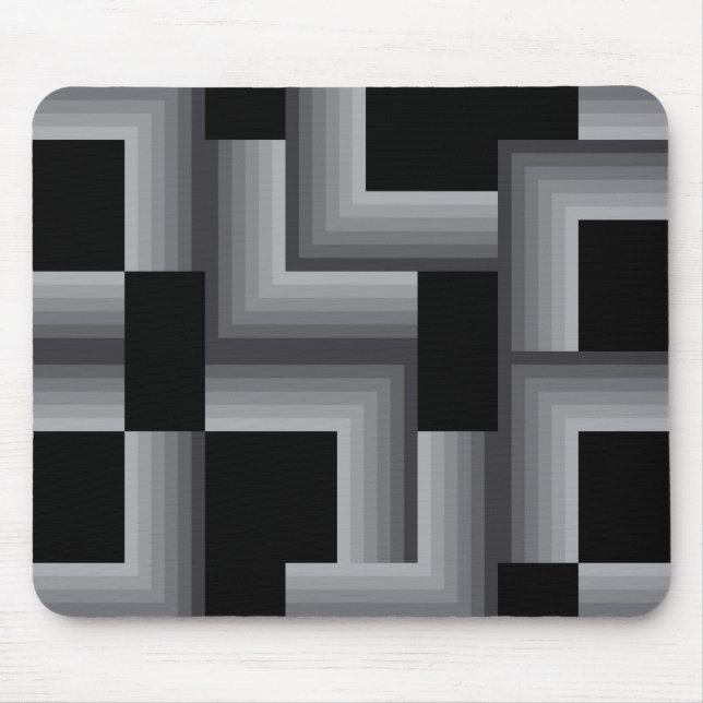 Black, silver ,cool, unique, trendy square shapes mouse pad (Front)