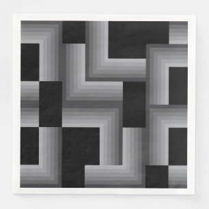 Black, silver ,cool, unique, trendy square shapes napkin