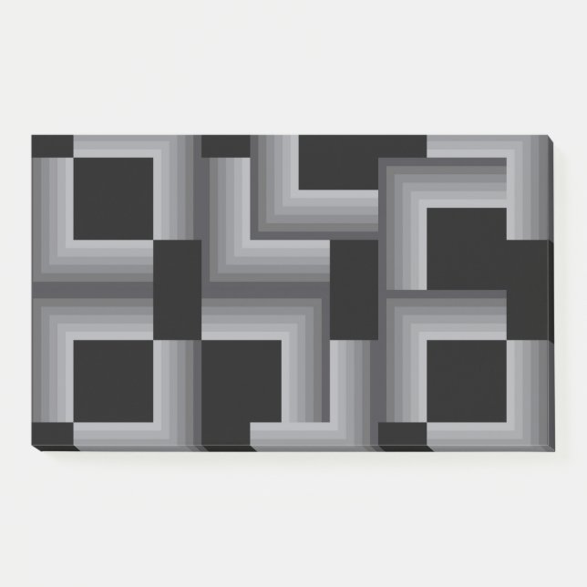 Black, silver ,cool, unique, trendy square shapes post-it notes (Front)
