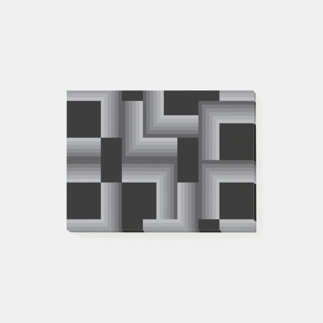 Black, silver ,cool, unique, trendy square shapes post-it notes (Front)