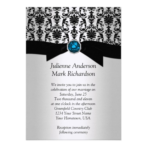 Turquoise And Black Wedding Invitations 6