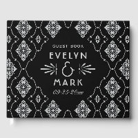 Black Silver Damask Wedding Monogram