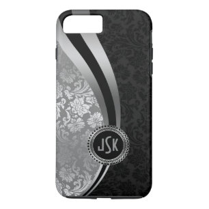 Black & Silver Damasks Dynamic Stripes Monogramed iPhone 8 Plus/7 Plus Case