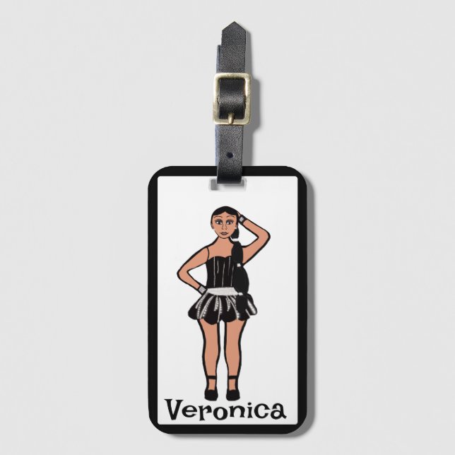 Black Silver Dancer #2 Luggage Tag (Front Vertical)