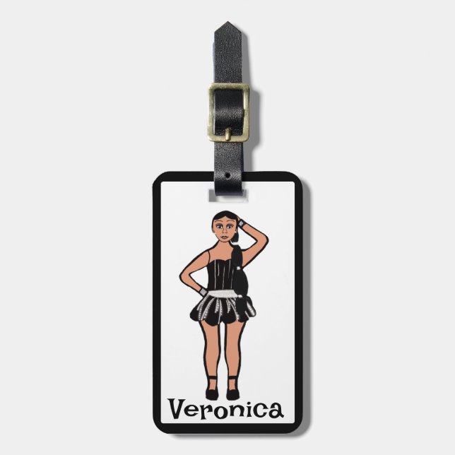 Black Silver Dancer #4 Luggage Tag (Front Vertical)