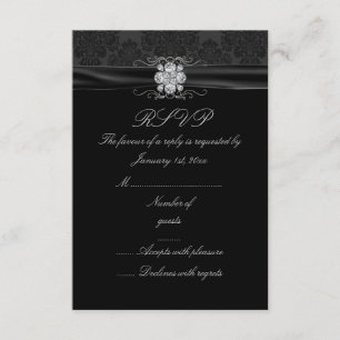 Black & Silver Diamond RSVP Card