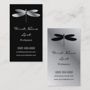 Black & Silver Dragonfly Business Cards