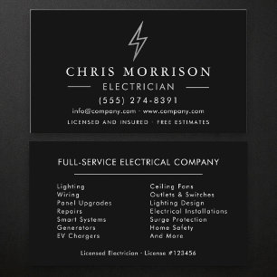 Black Silver Electrician  Business Card