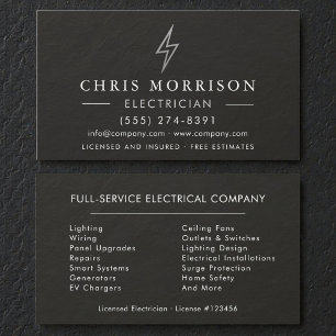 Black Silver Electrician Stone Slate Business Card