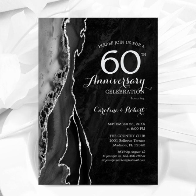 Black Silver Elegant 60th Anniversary Invitation (Creator Uploaded)