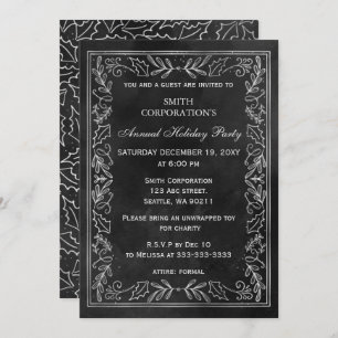 Black Silver Elegant Corporate Holiday Party  Invitation