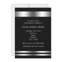 Black Silver Elegant Dinner Party Event Invitation