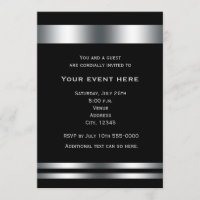 Black Silver Elegant Dinner Party Event Invitation