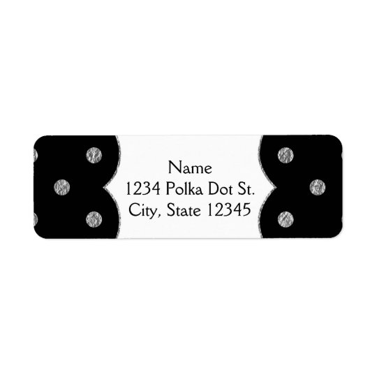 Black & Silver Faux Foil Polka Dots Address Labels