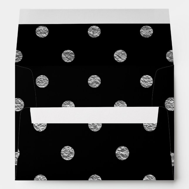Black & Silver Faux Foil Polka Dots Envelopes (Back (Bottom))