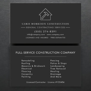 Black Silver General Contractor Business Card