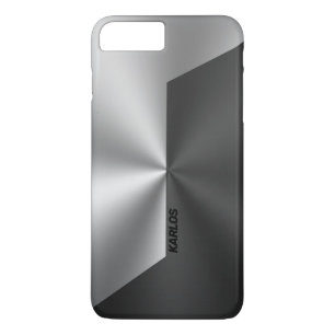 Black & Silver Geometric Faux Stainless Steel iPhone 8 Plus/7 Plus Case