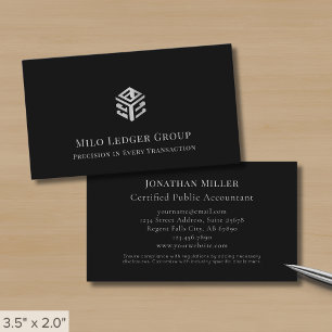Black Silver Geometric Logo Business Card