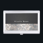 Black Silver Glamour Sequins Business Card Holder<br><div class="desc">Black & Tan Glamour Sequins Business Card Holder. Customise with any text or leave it blank.</div>