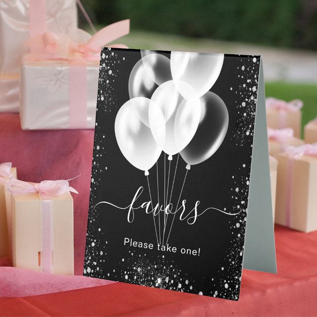 Black silver glitter balloons favours party (Creator Uploaded)