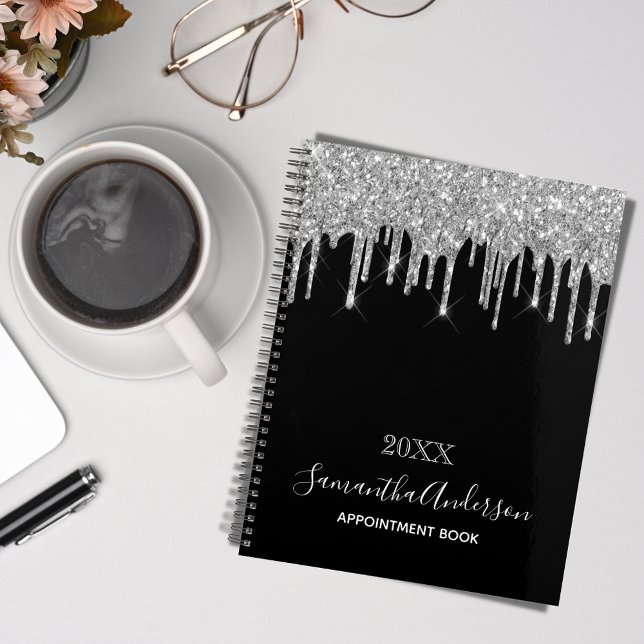 Black silver glitter drips 2025 planner (Creator Uploaded)