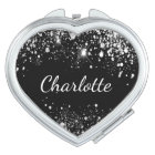 Black silver glitter dust monogram