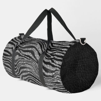 BLACK & SILVER GLITTER LOOK ANIMAL PRINTS DUFFLE BAG
