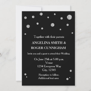 Black & Silver Glitter Modern Wedding Invitation